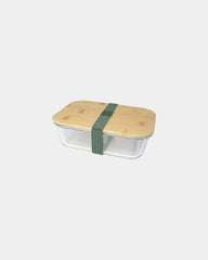 Promotional glass lunch box with bamboo lid 1000ml - Heather Green
