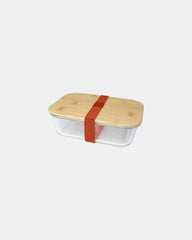 Promotional glass lunch box with bamboo lid 1000ml - Brick