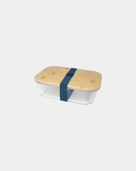 Promotional glass lunch box with bamboo lid 1000ml - Bleu Hale