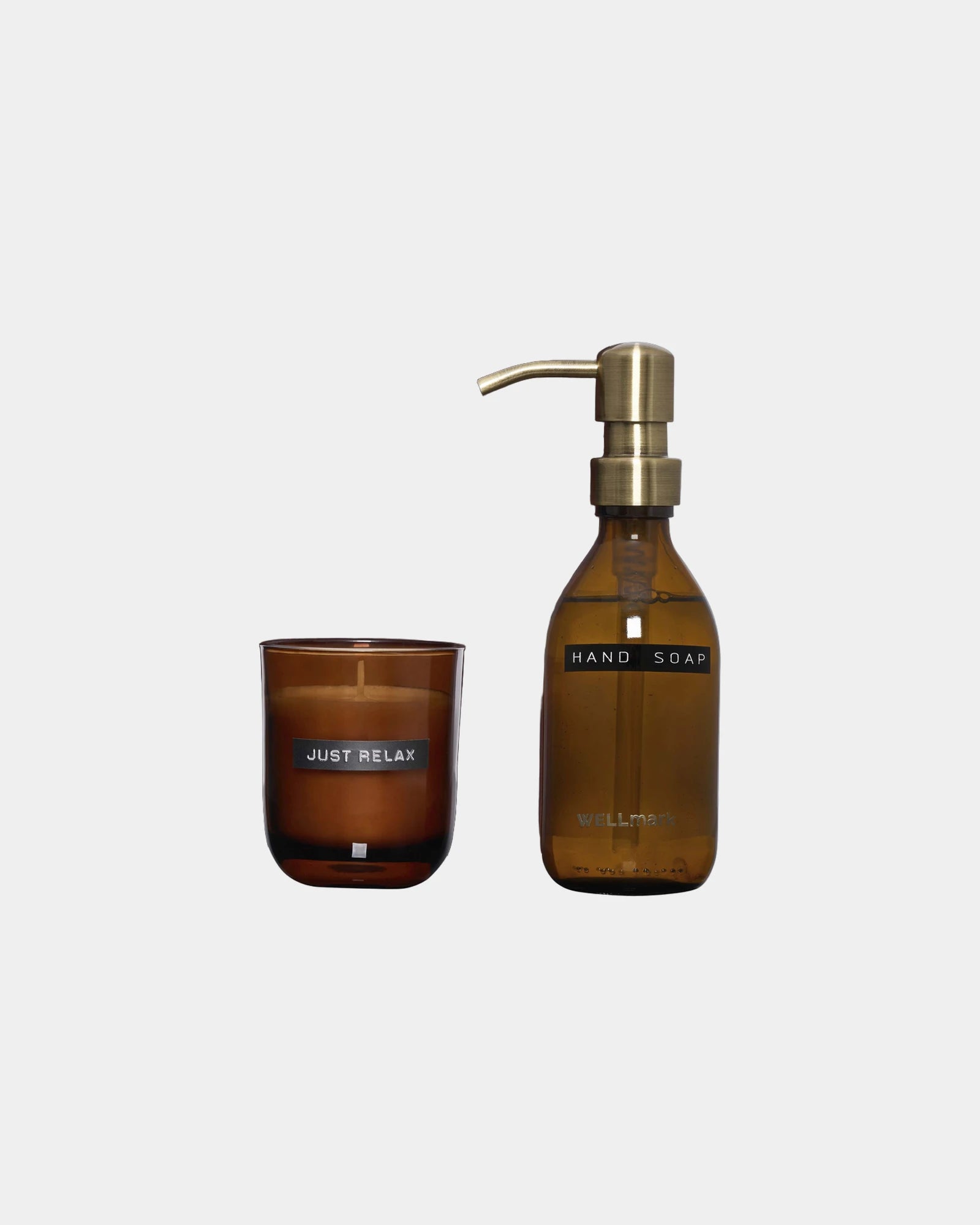 Promotional eco-friendly soap dispenser and candle set - Brown