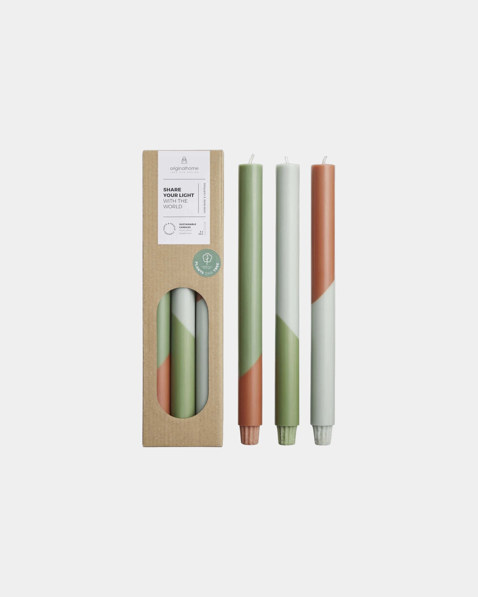 Promotional eco-friendly diagonal striped candles - Heather Green