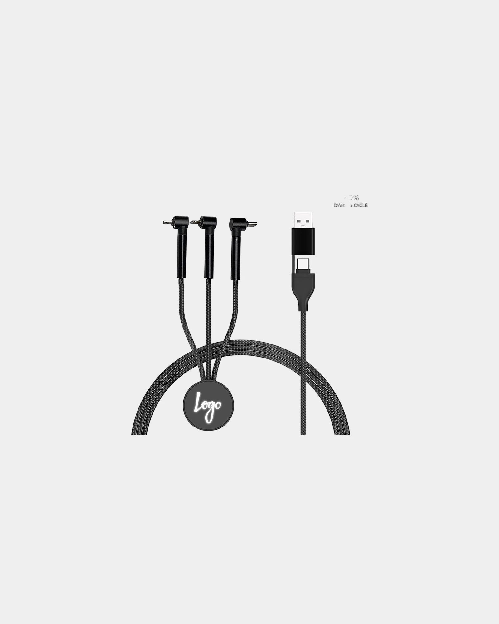 Custom promotional recycled charging cable Blaupunkt RCS - Black