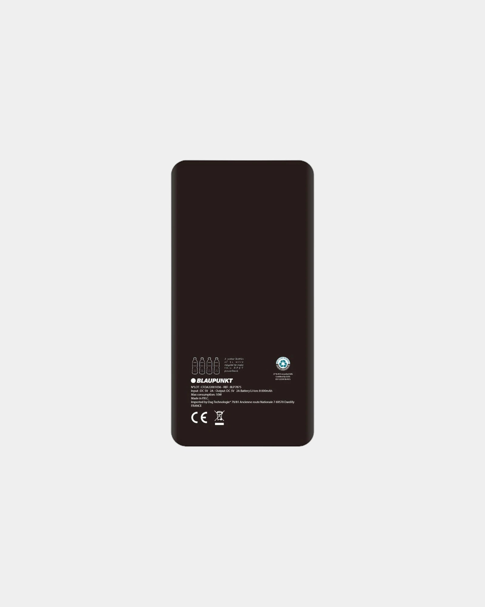 Custom RPET and hemp 8000mAh power bank Blaupunkt - 3