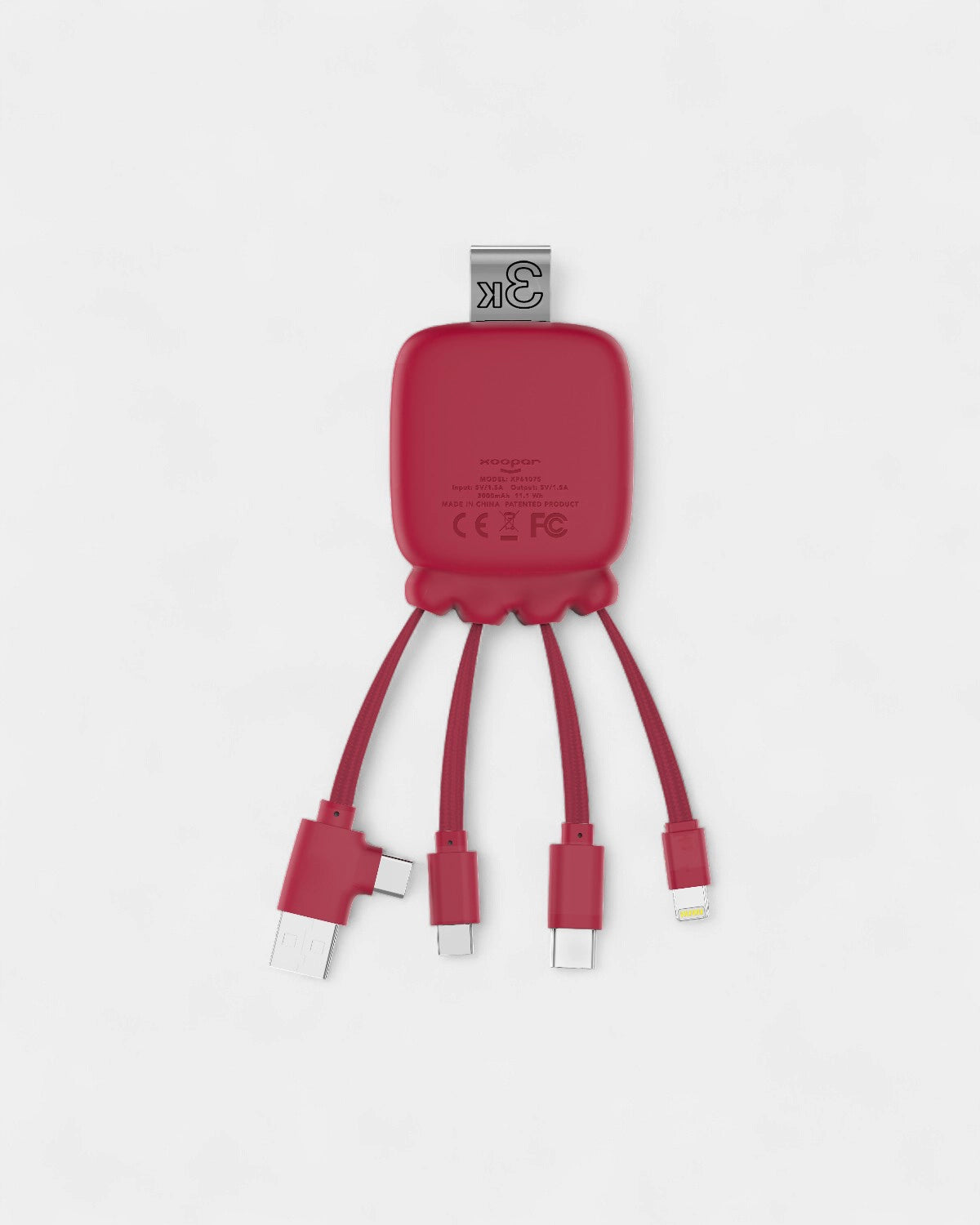 Pocket Battery 3,000 mAh & Customizable Multi-Cables