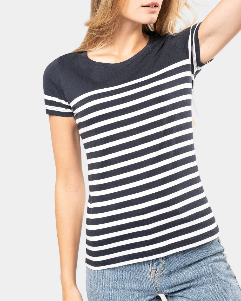 Women's Round Neck Striped T-Shirt to Personalize