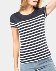 Women's Round Neck Striped T-Shirt to Personalize