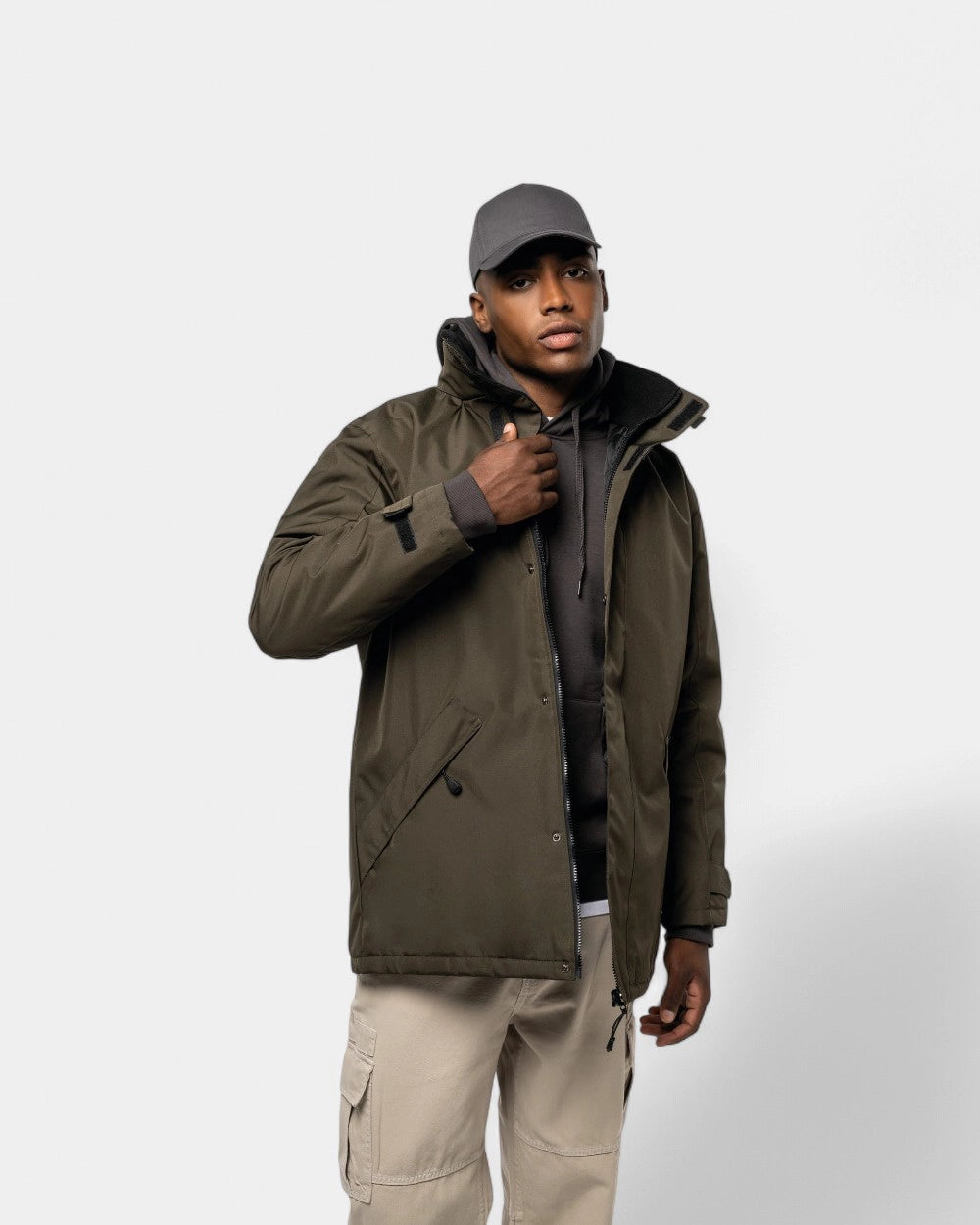 Customizable Hooded Parka for Men