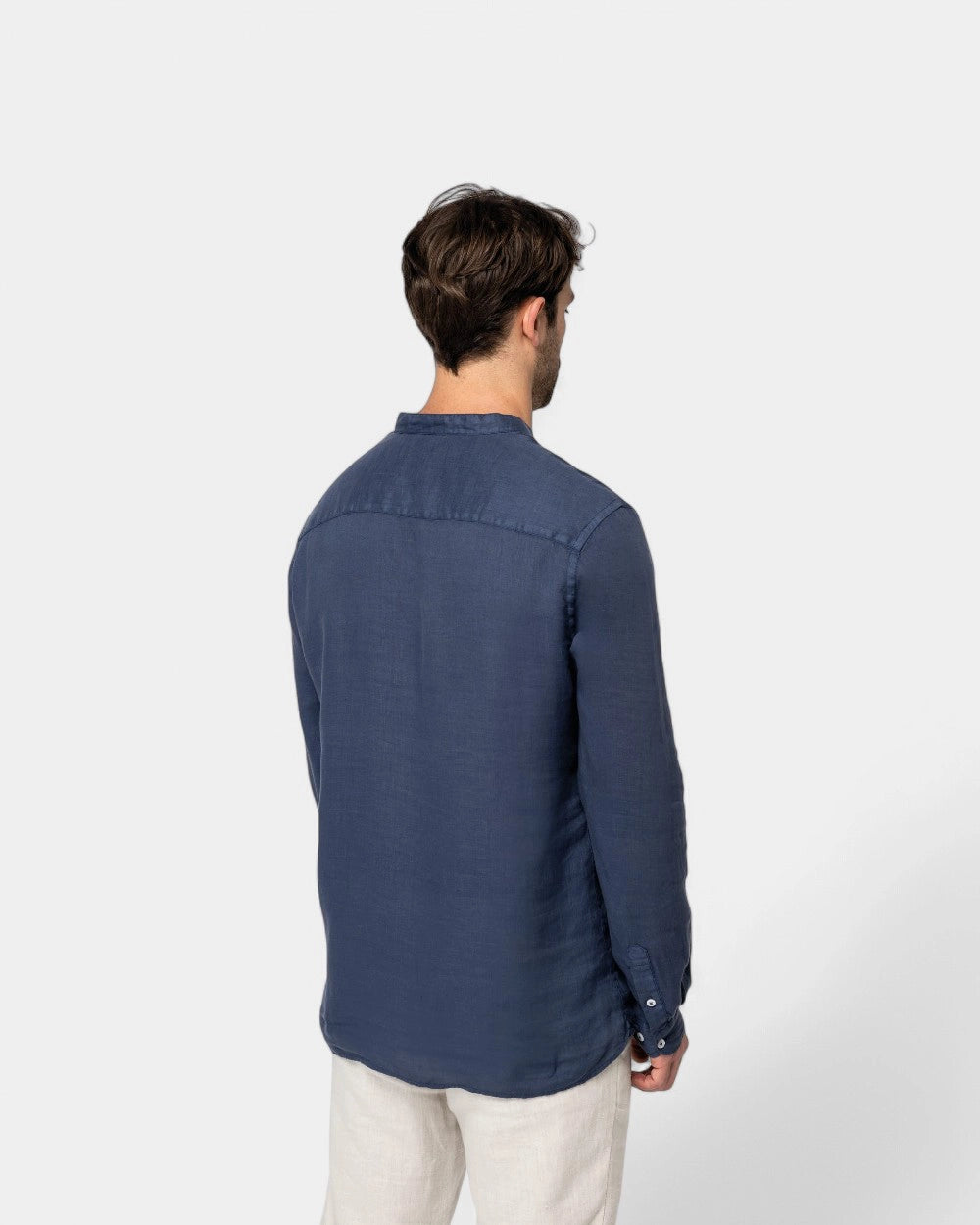 Washed Mao Collar Shirt for Men - Customizable