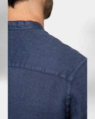 Washed Mao Collar Shirt for Men - Customizable