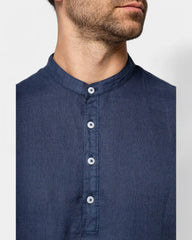 Washed Mao Collar Shirt for Men - Customizable