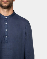 Washed Mao Collar Shirt for Men - Customizable