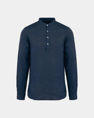 Washed Mao Collar Shirt for Men - Customizable
