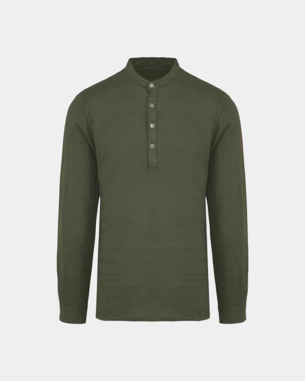 Washed Mao Collar Shirt for Men - Customizable