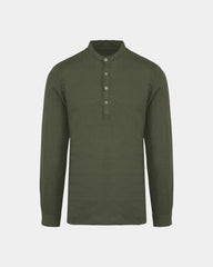 Washed Mao Collar Shirt for Men - Customizable