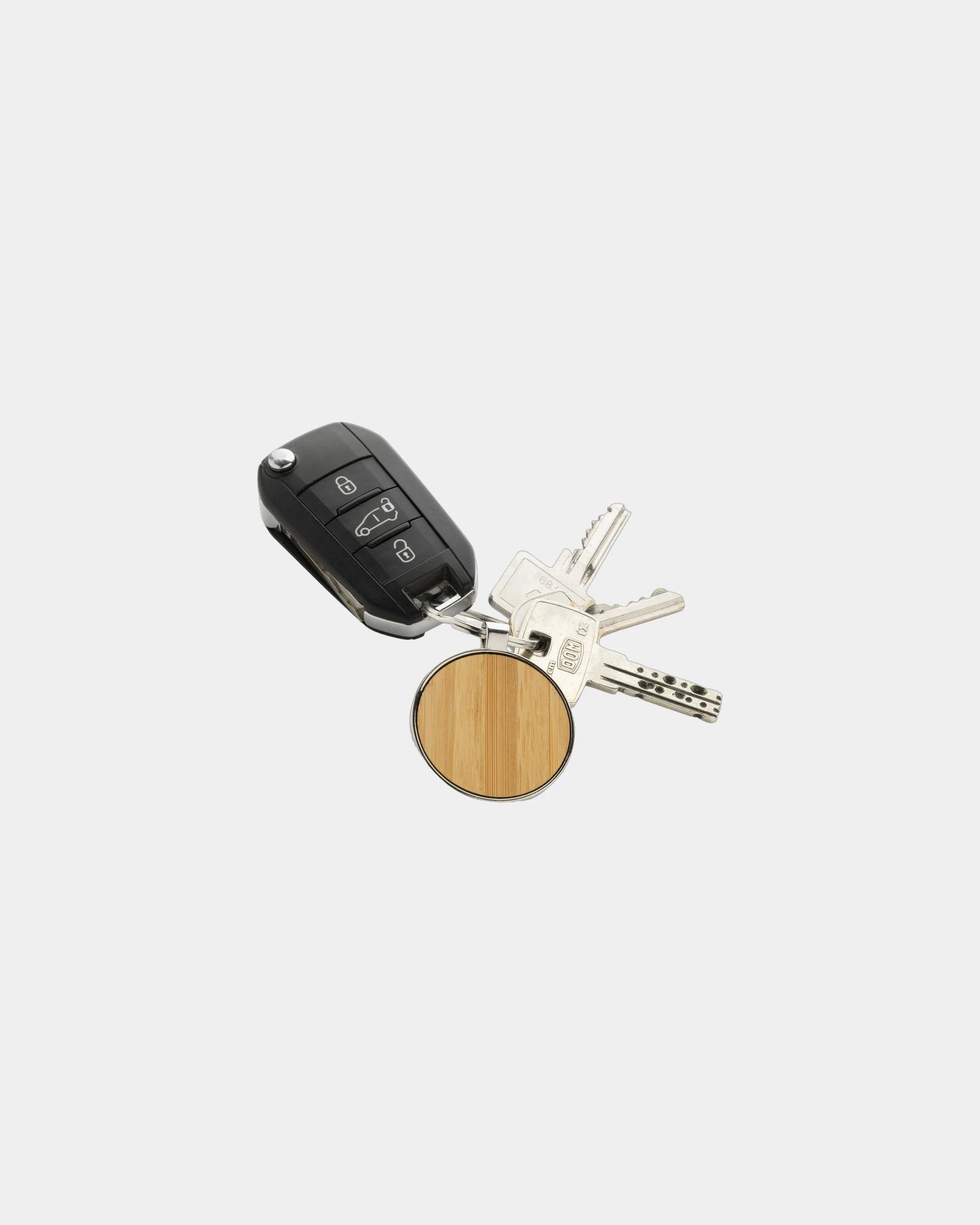 Promotional recycled zinc alloy bamboo keychain - 1