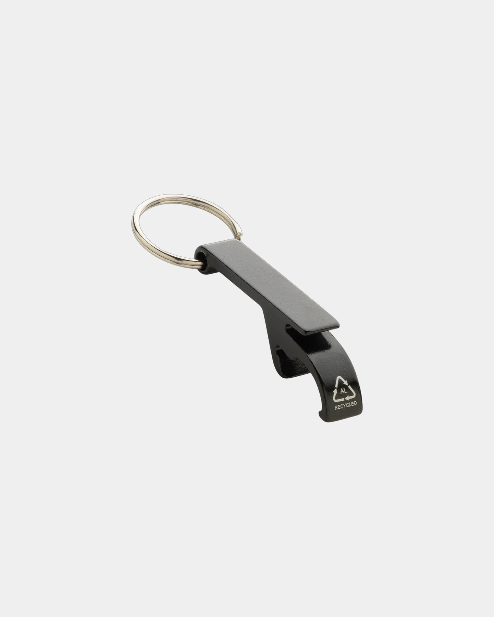 Promotional recycled aluminum bottle opener keychain - Black