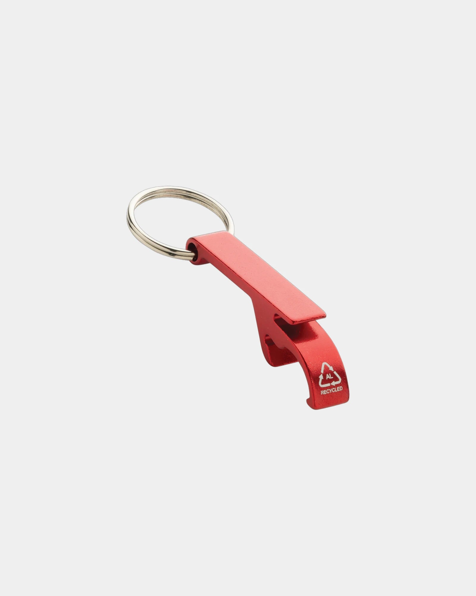 Promotional recycled aluminum bottle opener keychain - Red