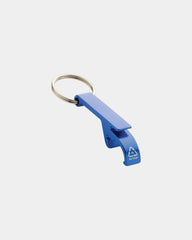 Promotional recycled aluminum bottle opener keychain - Blue