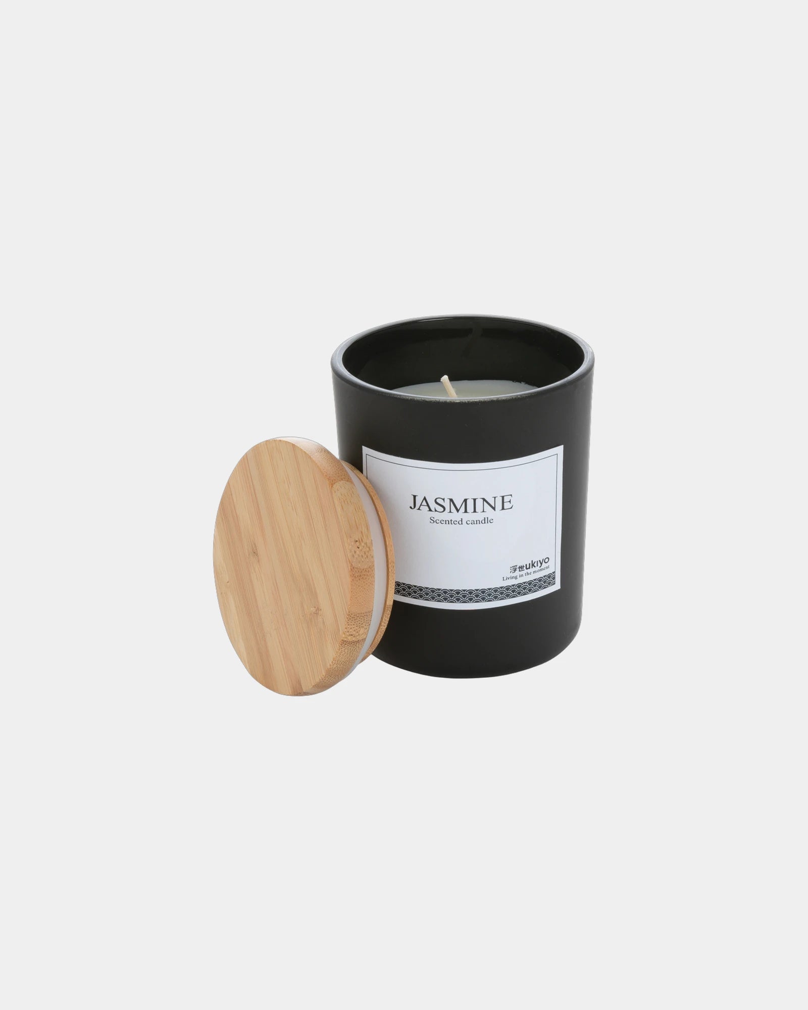 Promotional scented candle with bamboo lid - Black