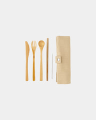 Promotional reusable bamboo cutlery set