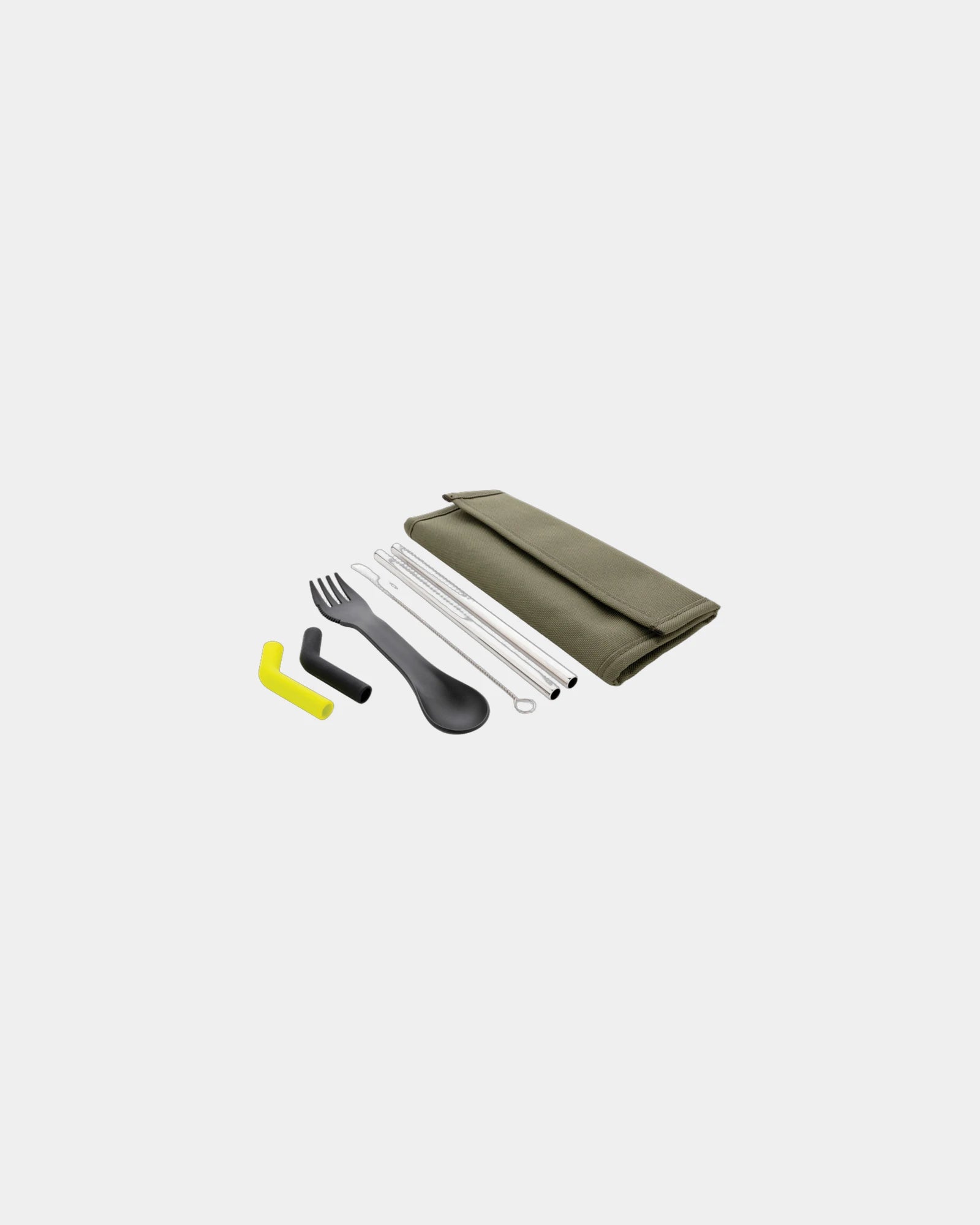 Promotional stainless steel straw set with silicone tips - Green