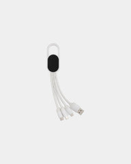 Promotional 4-in-1 charging cable with carabiner - White