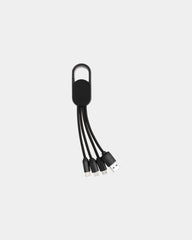 Promotional 4-in-1 charging cable with carabiner - Black
