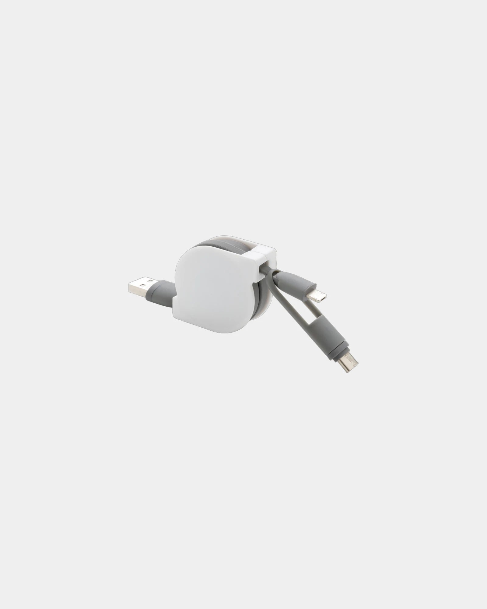 Promotional retractable 3-in-1 charging cable - Grey