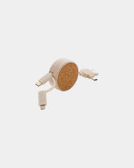 Promotional retractable cork and straw cable 6 in 1 - Khaki