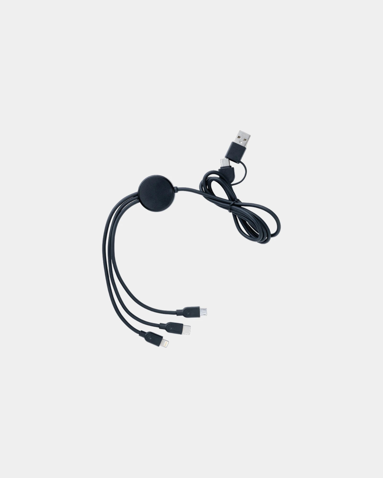 Custom recycled 6-in-1 charging cable - Black