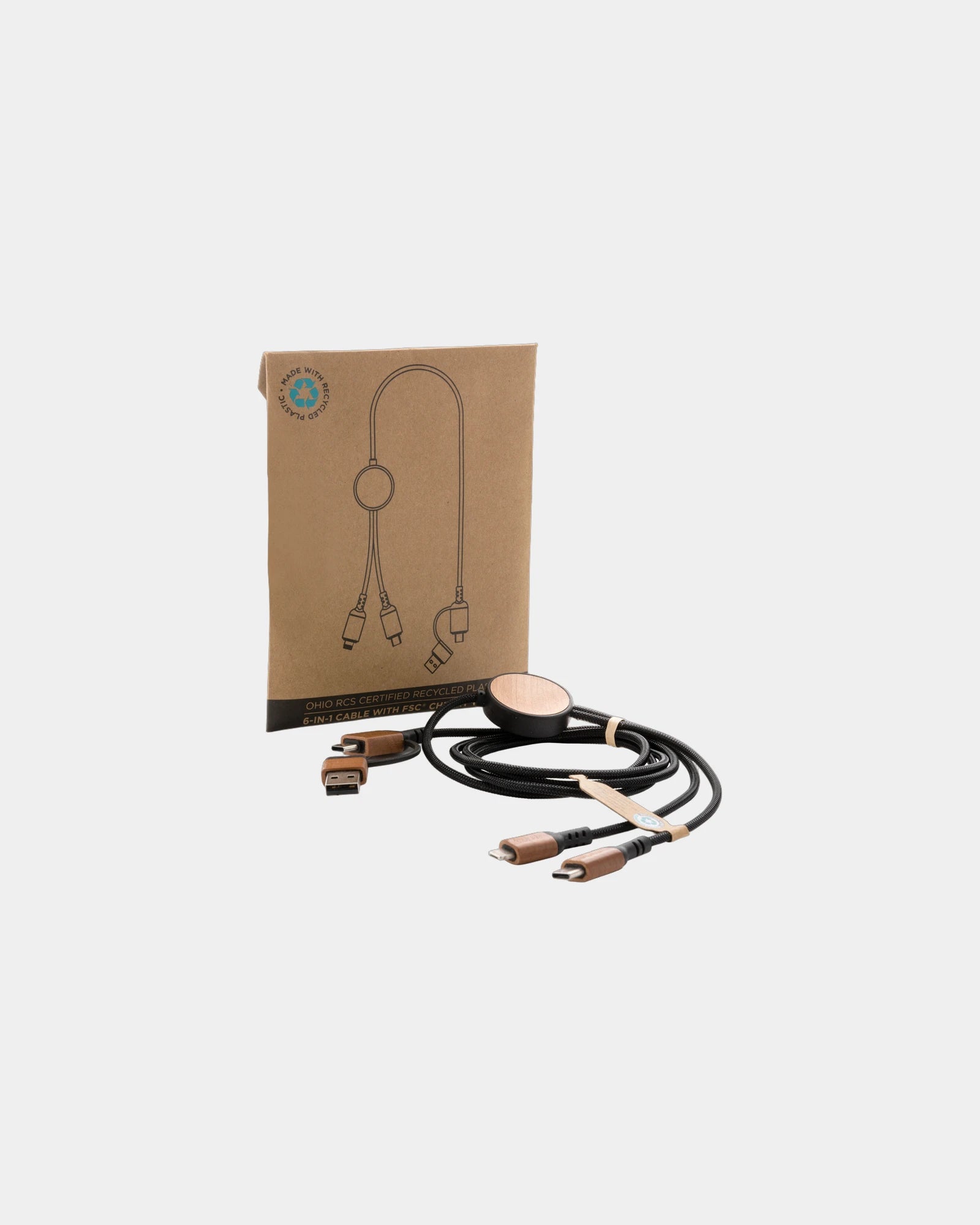 Promotional recycled 120 cm cable with multiple connectors - 1