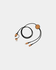 Promotional recycled 120 cm cable with multiple connectors - Black