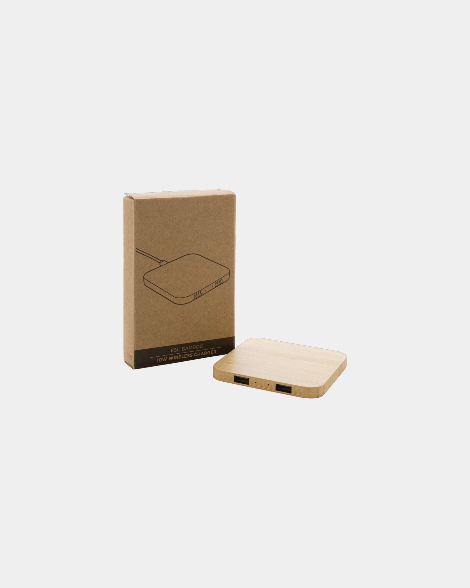 Custom bamboo wireless charger with USB ports - 2