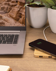 Custom bamboo wireless charger with USB ports - 5