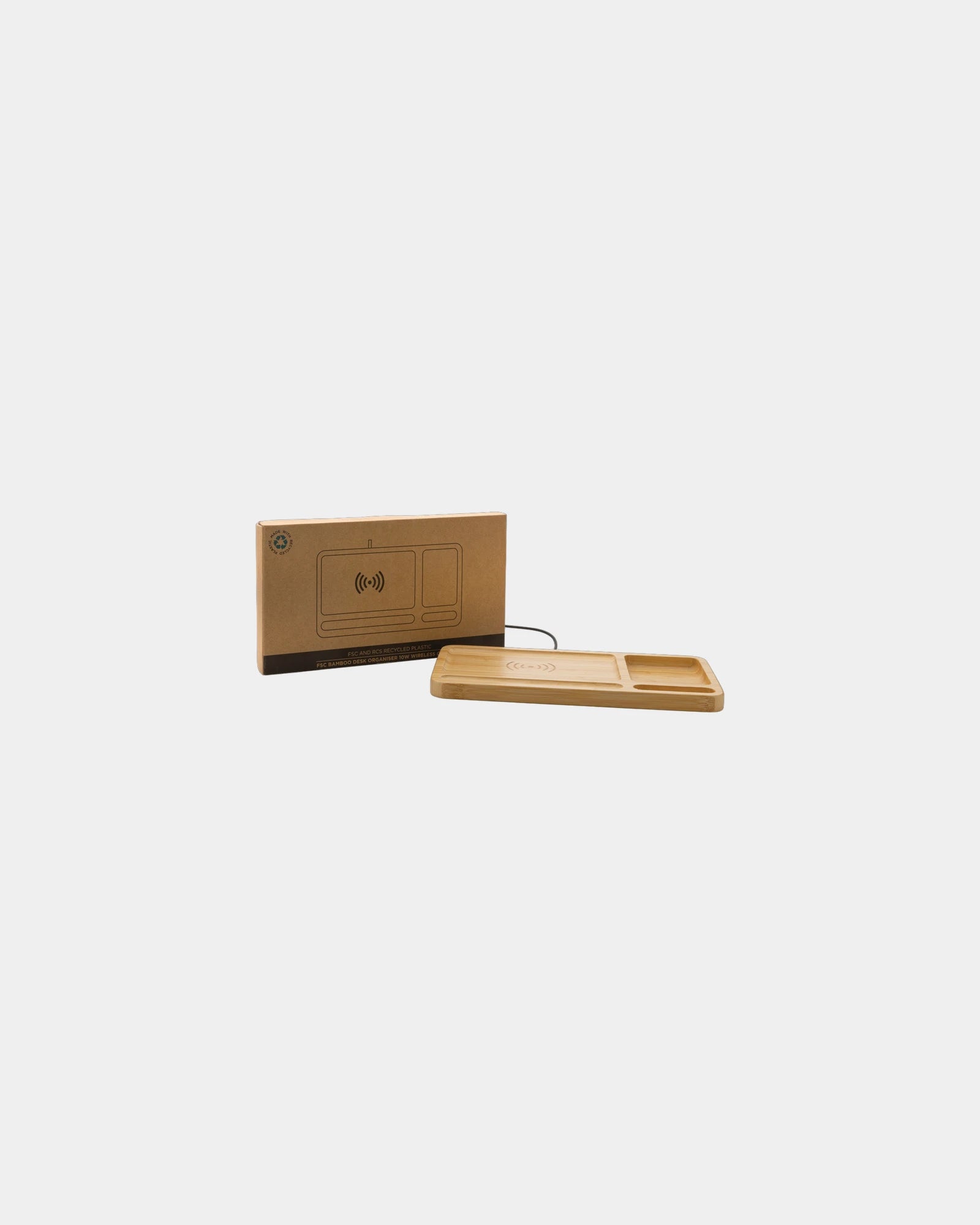 Custom bamboo organizer with 10W wireless charger - 2
