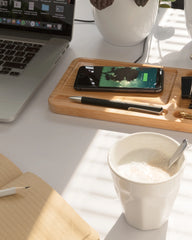 Custom bamboo organizer with 10W wireless charger - 4