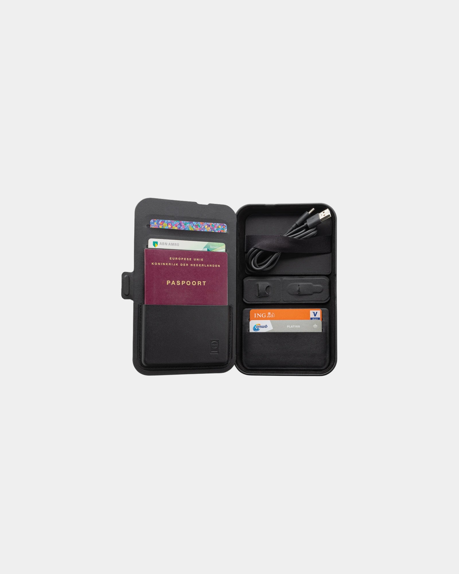 Custom recycled PU travel case with 3-in-1 charger - 3