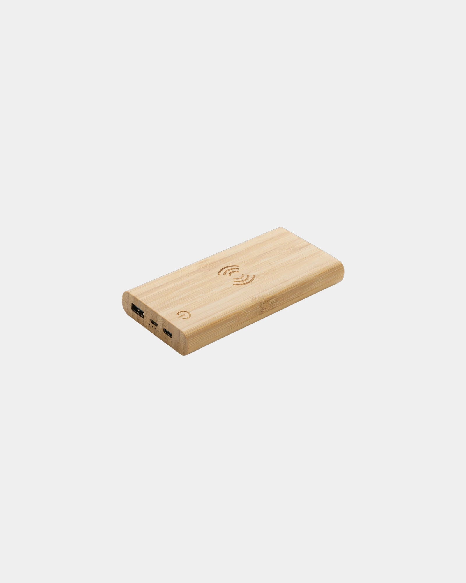 Custom bamboo power bank 8000 mAh with wireless charging - Brown