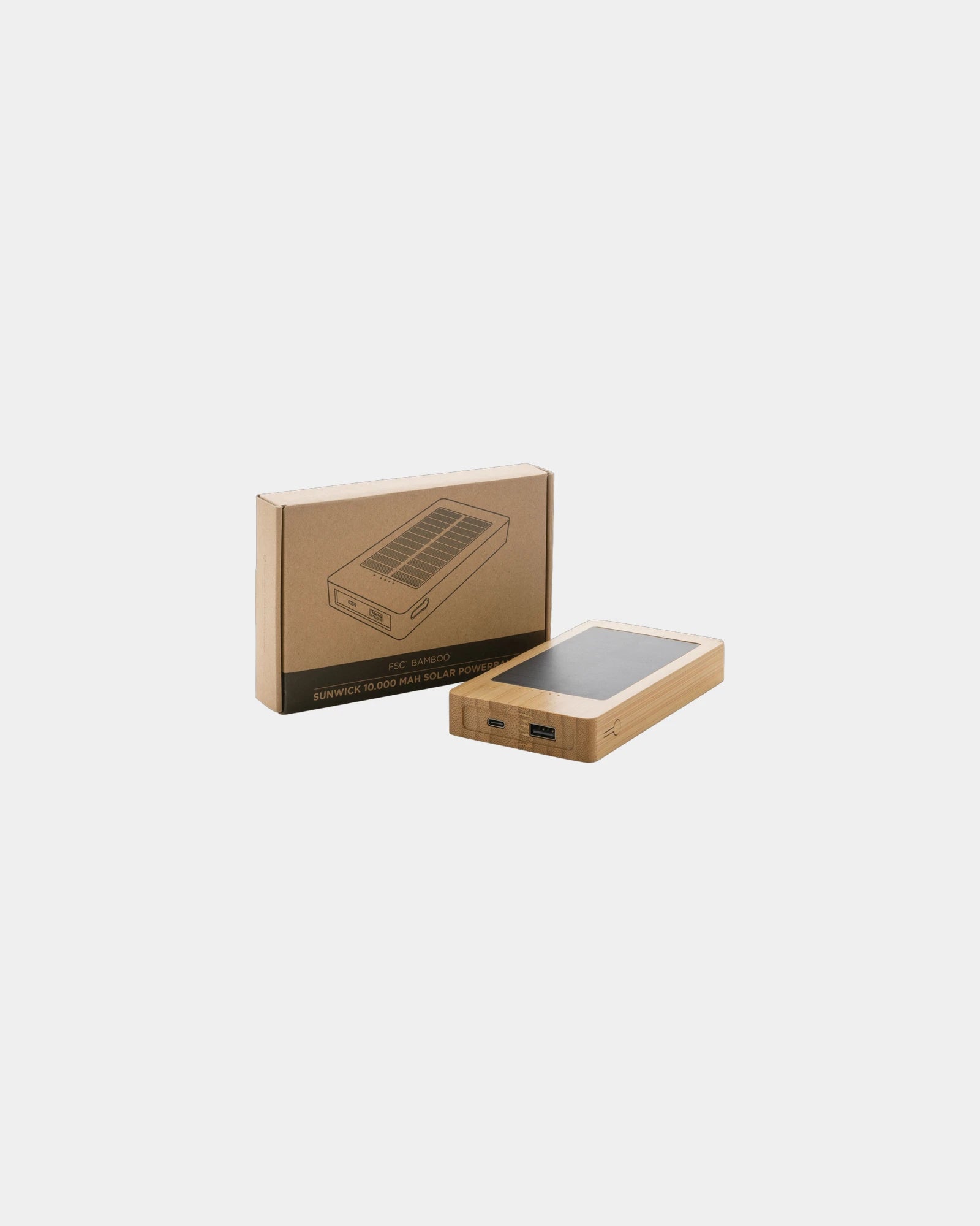Custom bamboo solar power bank 10,000mAh - 4