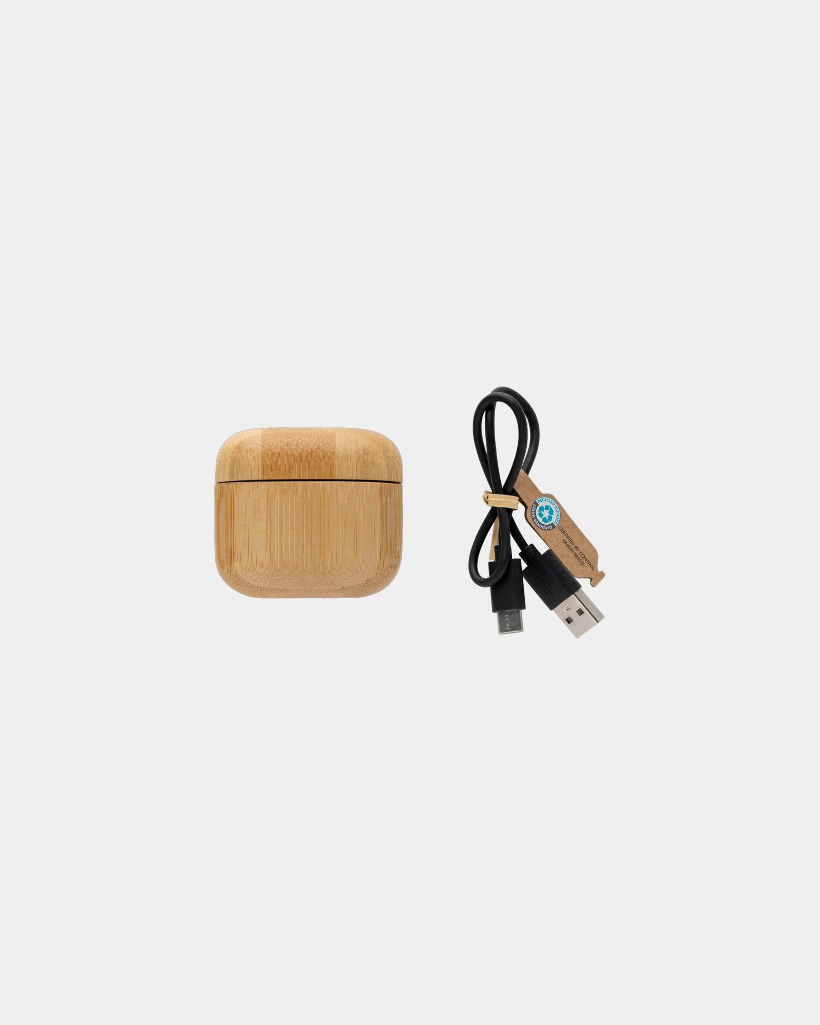 Custom recycled plastic TWS earbuds with bamboo - 1