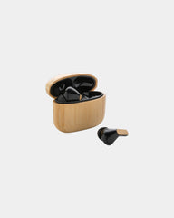 Custom recycled plastic TWS earbuds with bamboo - Brown