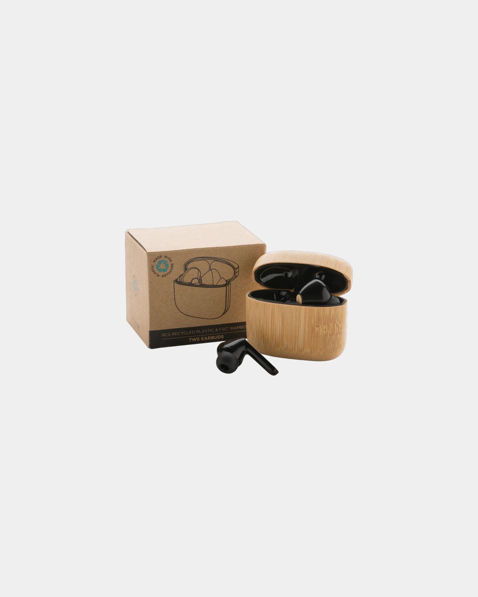 Custom recycled plastic TWS earbuds with bamboo - 5