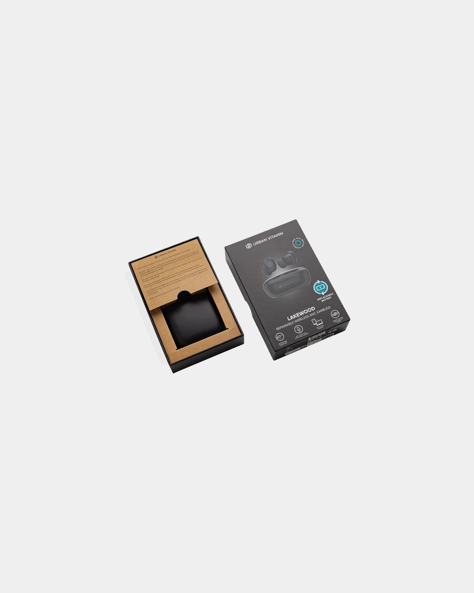 Custom recycled plastic wireless earbuds Urban Vitamin