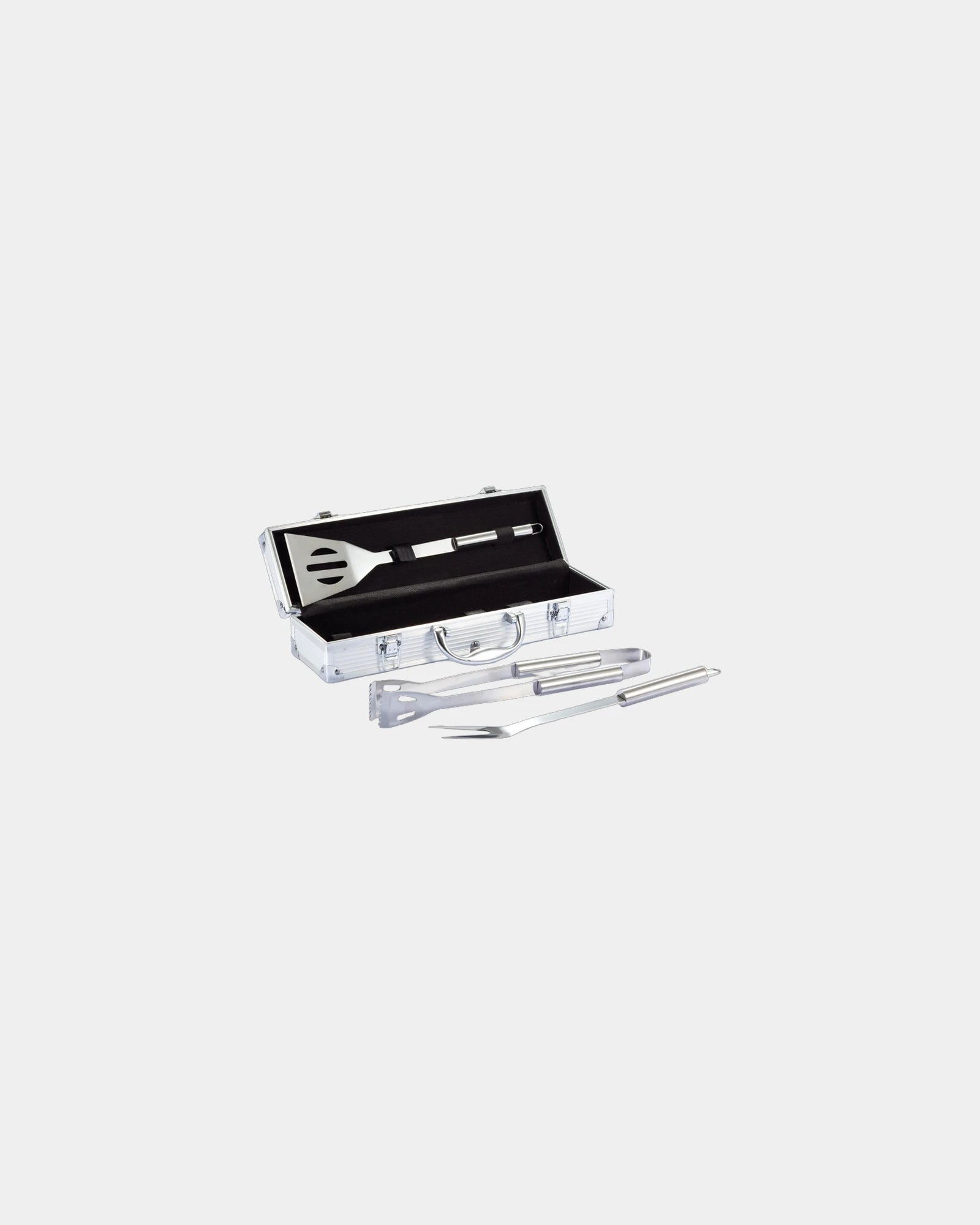 Promotional stainless steel barbecue set in aluminum case - Silver