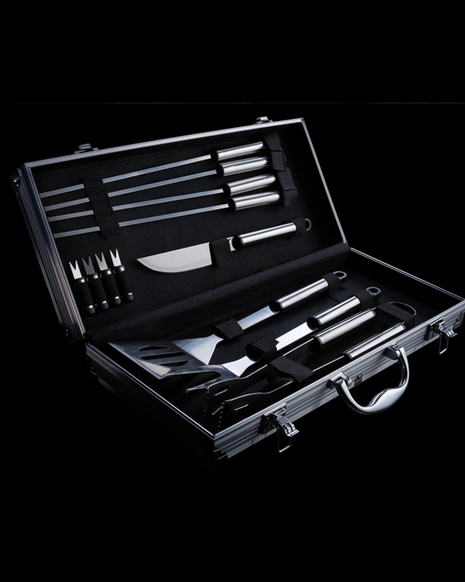 Promotional stainless steel barbecue set in aluminum case - 3