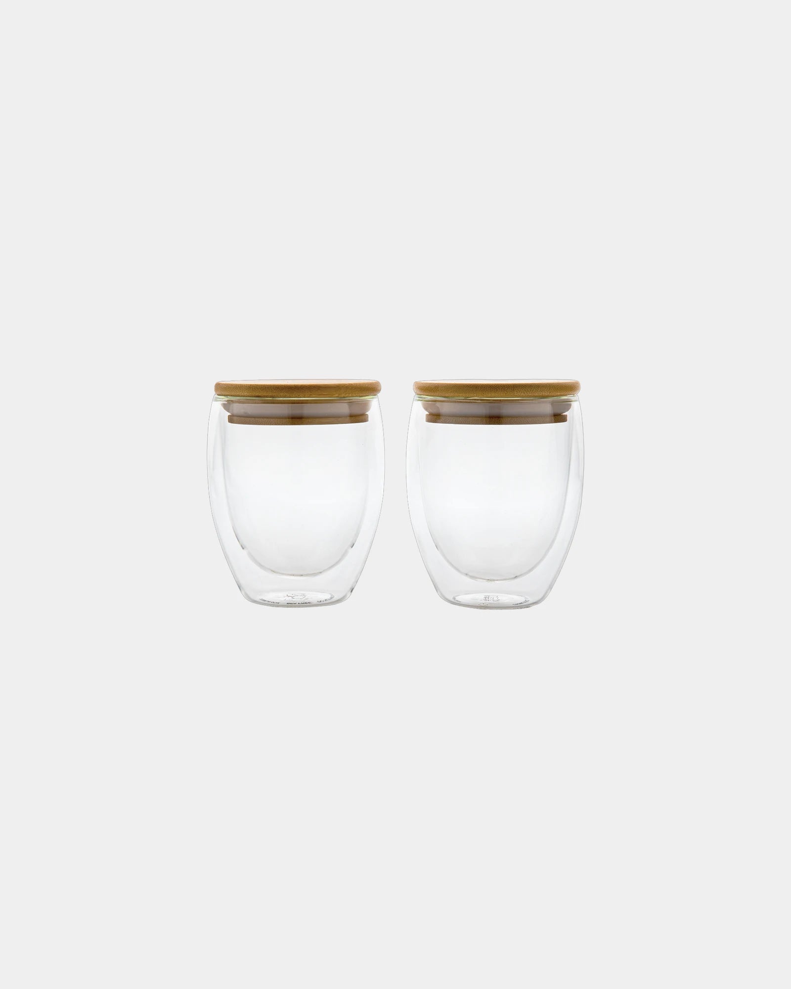 Promotional double-wall 250ml glass set with bamboo lid - 1