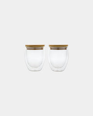 Promotional double-wall 250ml glass set with bamboo lid - 1