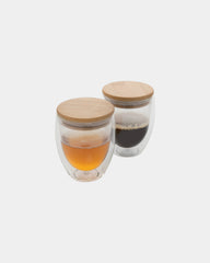 Promotional double-wall 250ml glass set with bamboo lid - 3