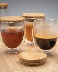 Promotional double-wall 250ml glass set with bamboo lid - 7