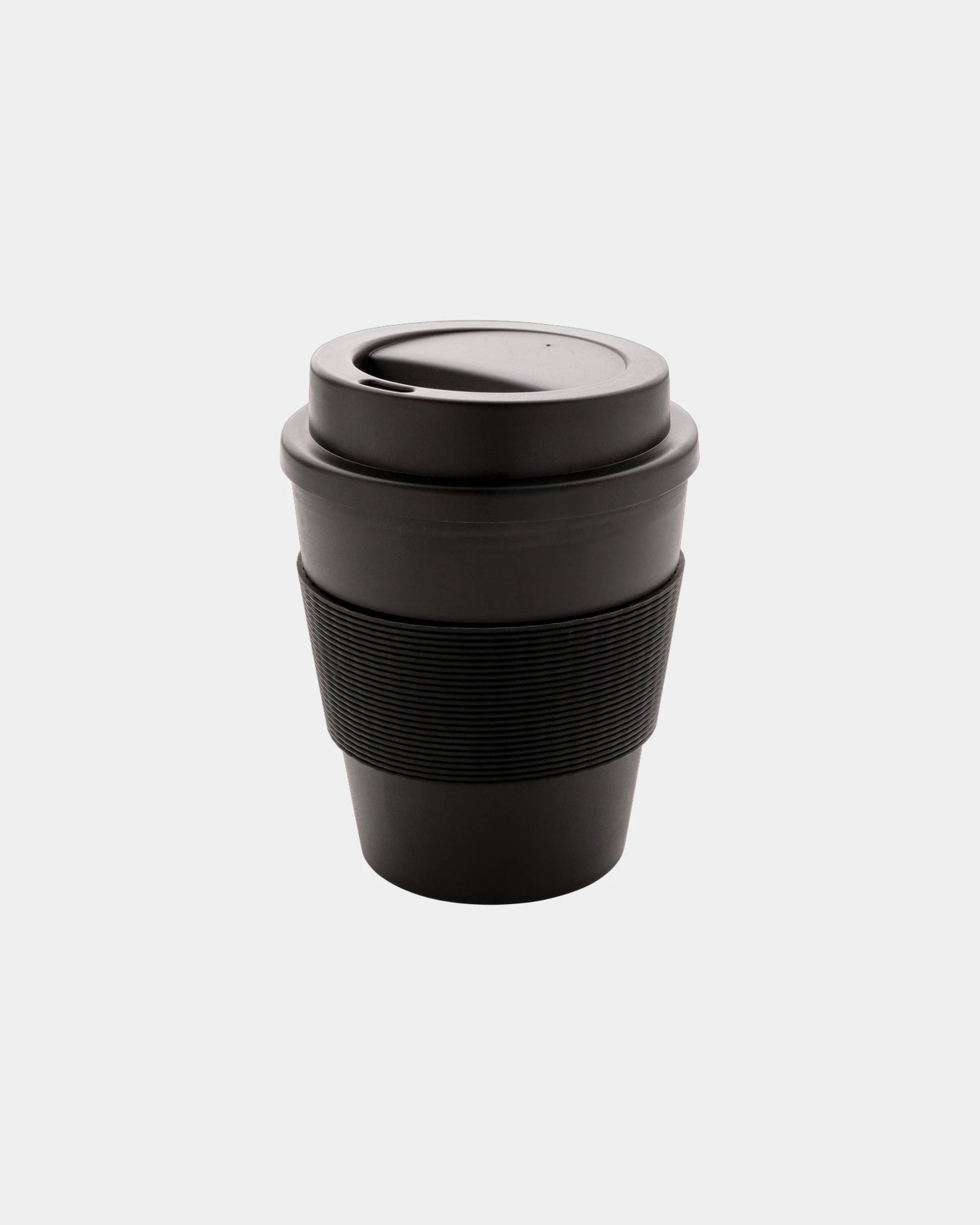 Promotional recyclable PP mug with silicone lid 350ml - Black